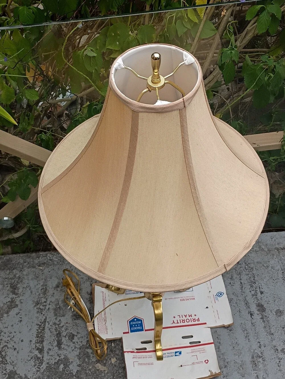 STIFFEL-Classic Beige Fabric Table Lamp with Gold Base - Home Accents